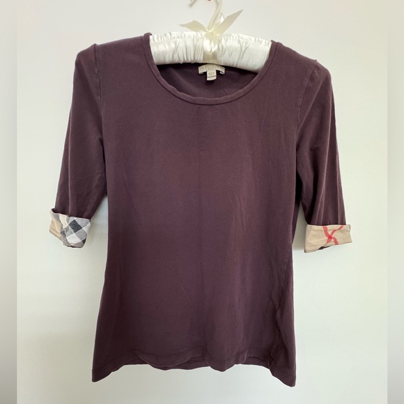 BURBERRY BRIT- Women’s 3/4 sleeve Check- cuff top. - Picture 1 of 3